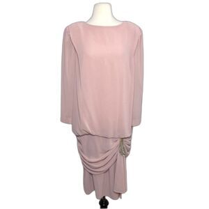 Vintage Ursula of Switzerland Pink Chiffon Evening Dress Sequin Detail Sz 14